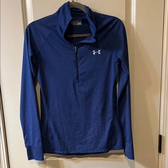 Under Armour Navy w/light blue stripes Quarter-Zip Top Sm/p - Picture 1 of 6
